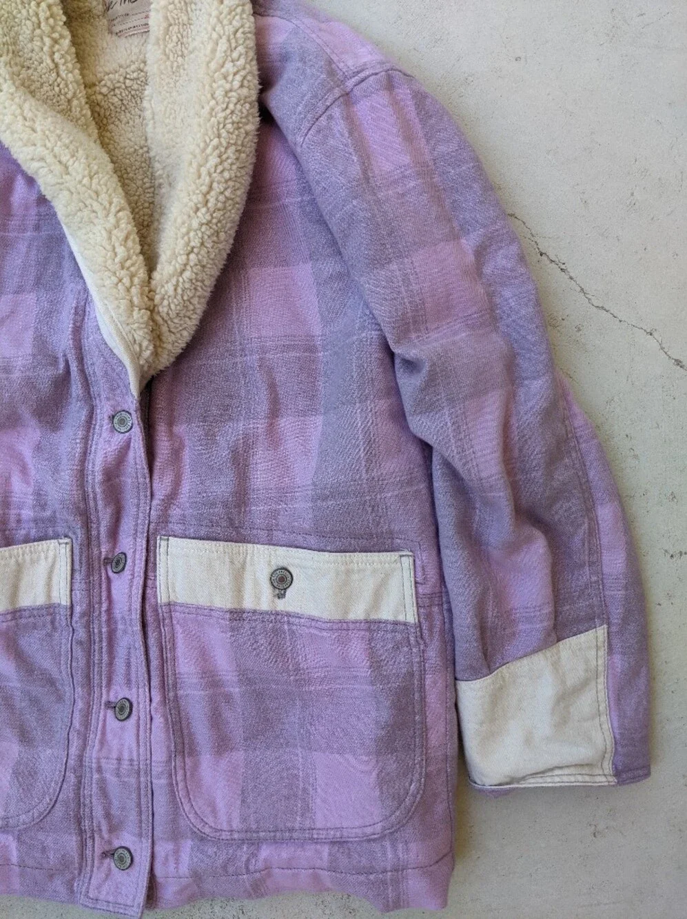 Free People 'We The Free' lilac plaid fleece lined jacket